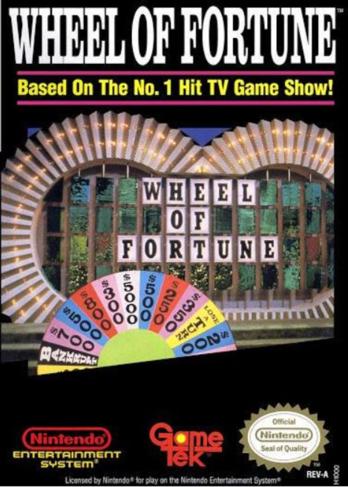 Wheel of Fortune game box for Nintendo Entertainment System with colorful wheel and text.