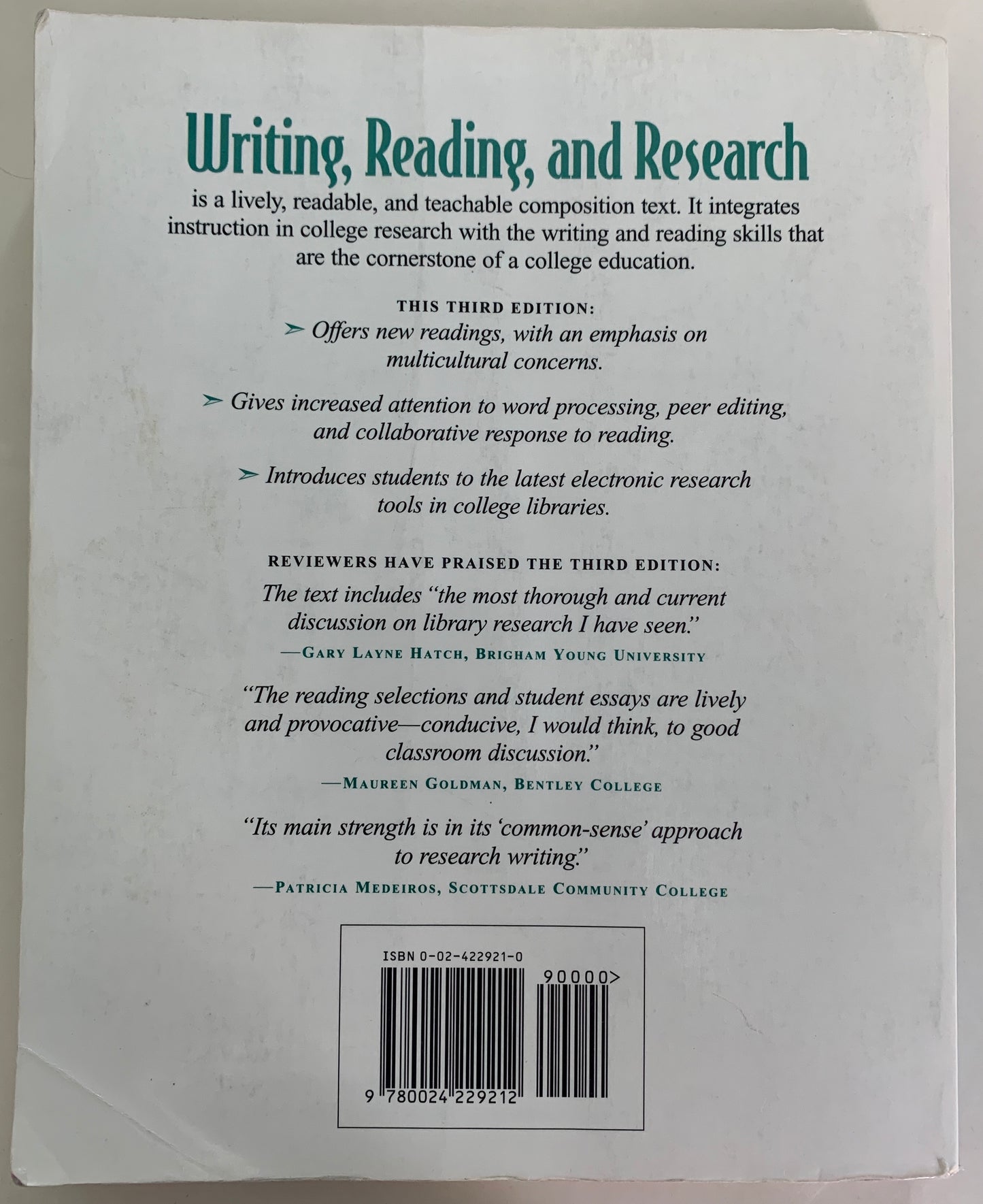 Writing, Reading, and Research