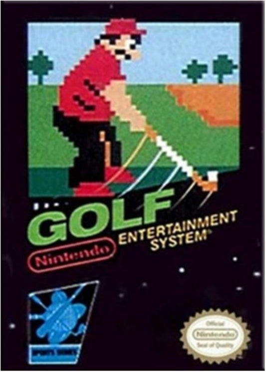 Nintendo Entertainment System golf game cartridge with pixel art design.